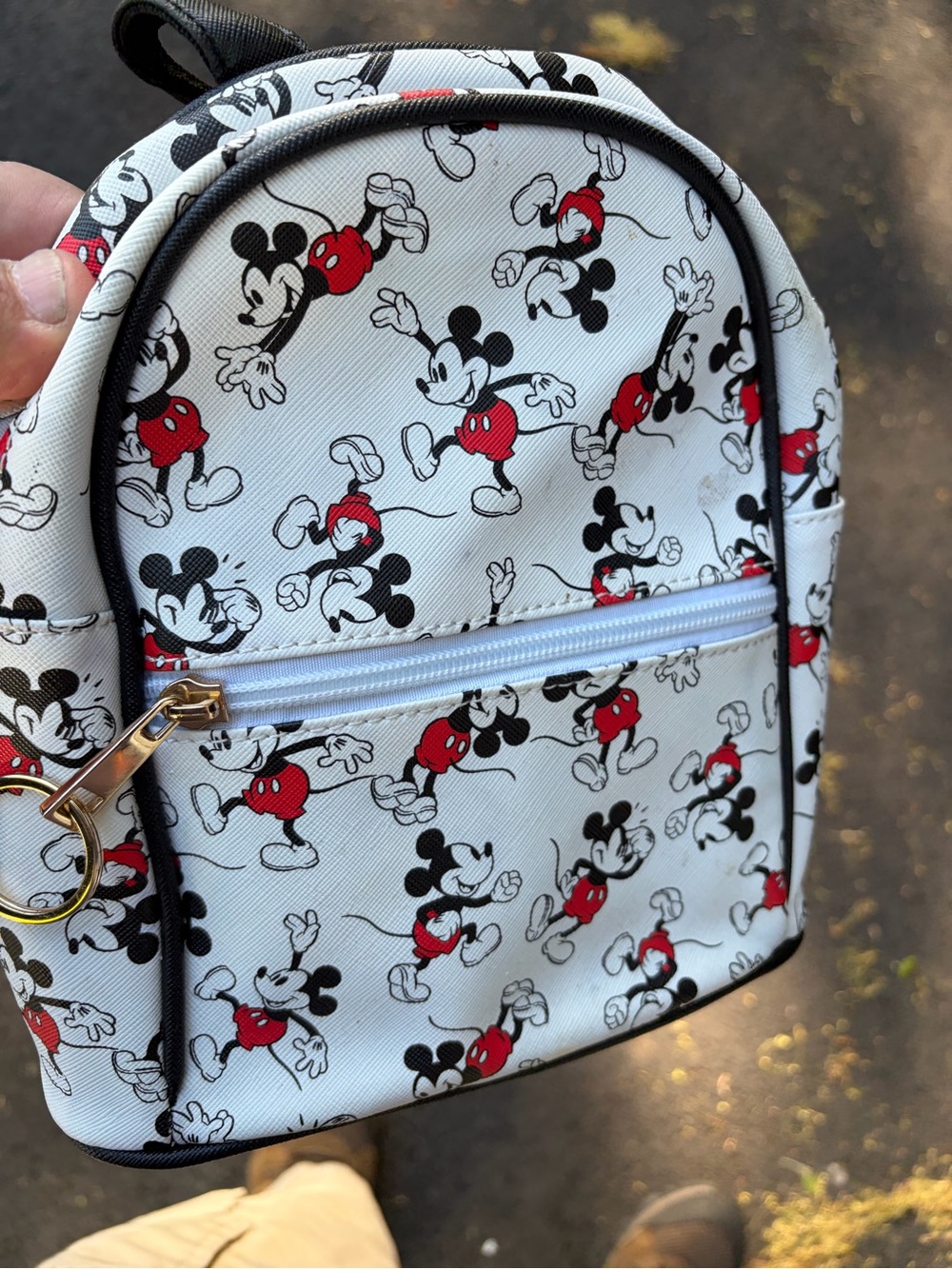 Disney Mickey Mouse Mini Backpack in White, Black & Red